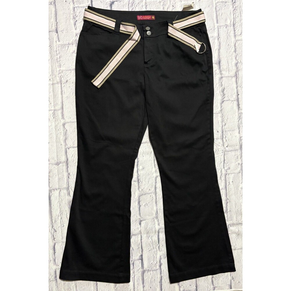 Y2K Black Stretch Twill Flared Leg Pants by So-Jr's sz 17-New Vintage Stock